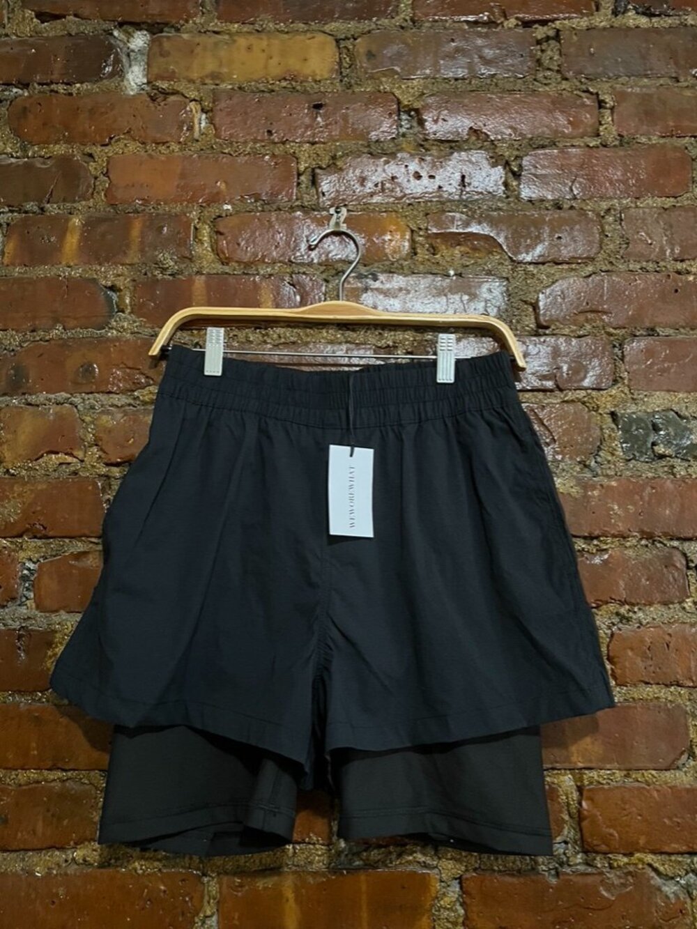Weworewhat women's athletic layered black shorts